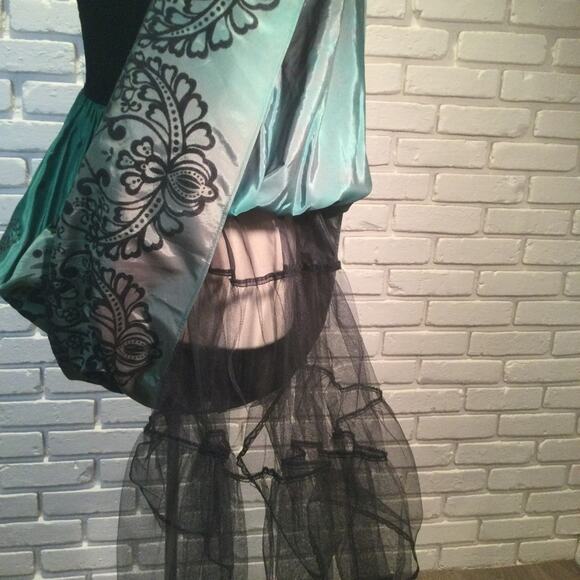 Scott McClintock Black velvet vintage green puffy formal holiday attire 4 - Picture 4 of 6